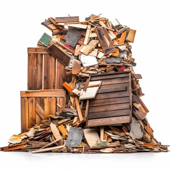 Ein Haufen behandeltes Holz vor einem weißen Hintergrund