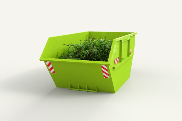 Container befüllt mit Grünschnitt