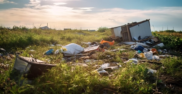 Illegale Ablagerung von Müll in der Natur
