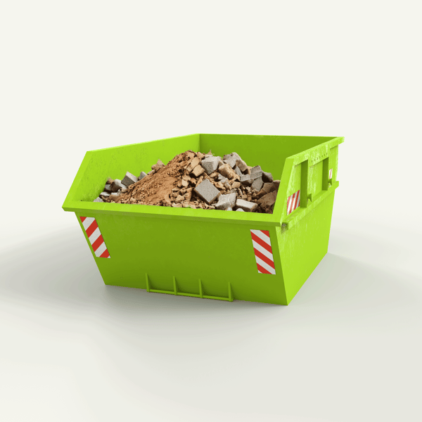 Befüllter Bauschutt Container